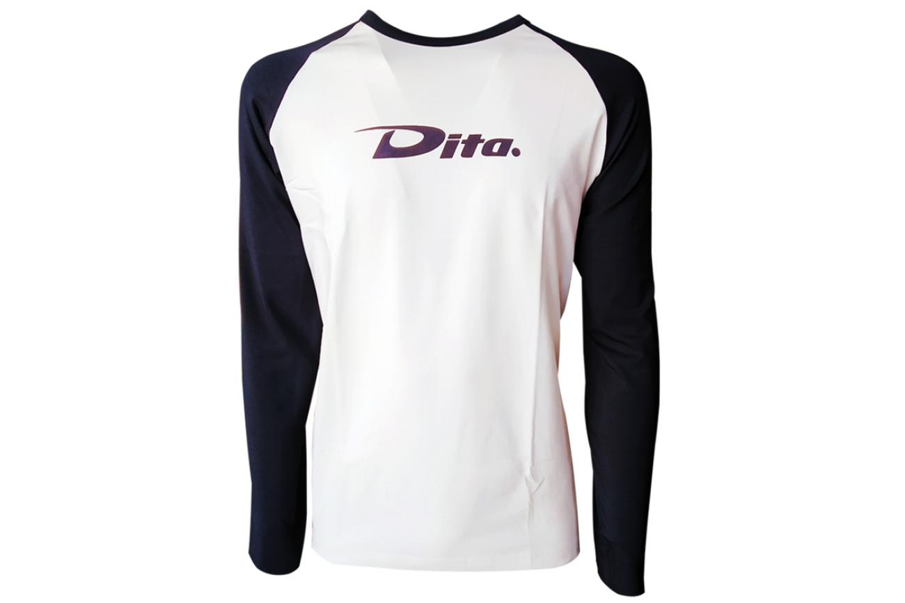 dita promo shirt LS white|navy blu